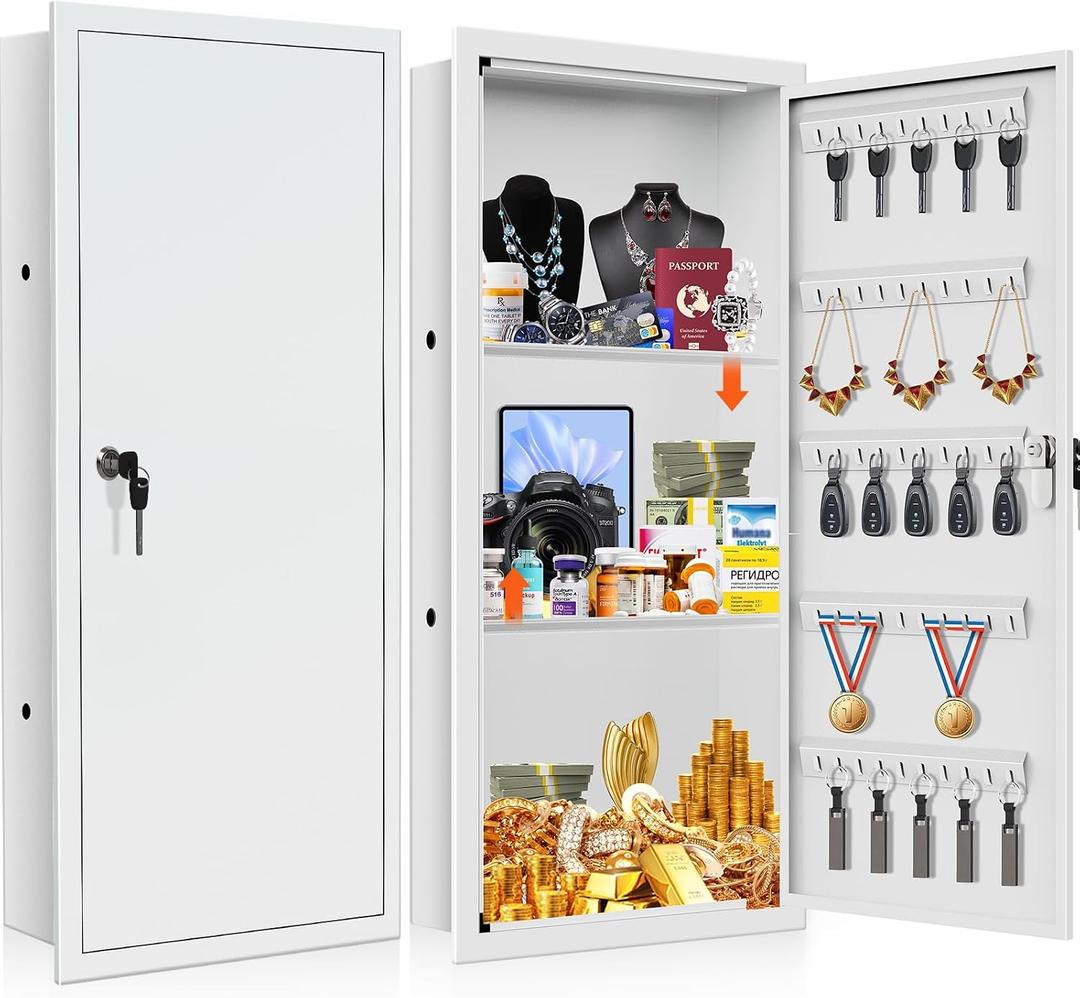 29.53" Tall White Wall Safes Between 16" Studs | 33% Larger Capacity & Lock