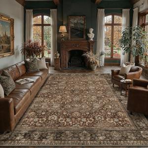 8x10 Rust Red Washable Vintage Area Rug Living Room