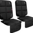 Car Seat Protector 1 Pack Car Seat Cushion Mat Thickest Padding,Waterproof 600D Fabric Car Seat Covers for Non-Slip Backing Mesh Pockets for Baby and Pet (Black, 2 Pcs)