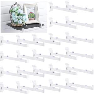 Zonon 24 Pcs 12 Inch Slatwall Shelf Bracket Heavy Duty Slatwall Shelves Display Hooks Hangers Paneling Accessories for Panel Retail Shop Garage Room Storage Organizer Exhibition(White)