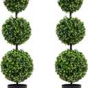 3FT Artificial Boxwood Topiary Tree in Pot,2 Pack Faux Topiary Trees for Front Door Porch Home Living Room Garden,Fake Outdoor Plant Boxwood Ball for Indoor&Outdoor