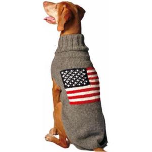 Chilly Dog American Flag Dog Sweater (X-Small) (grey)