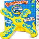 Kids Beach Toys Boomerang - Ultimate Beach Boomerangs for Beaches - Fun Easter Basket Stuffers for Boys & Girls - Playdates Sand Toys Soft Colorful Designs & Tons Of Fun Toy Easter Gifts For Kids (Yellow)