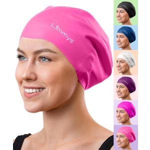 Limmys Premium Swim Cap for Women with Long Hair  Soft Silicone Swimming Cap for Women  Comfortable, Extra Room Fit, Chlorine Resistant & Hypoallergenic  Trusted by Swimmers Worldwide (Medium, Pink)