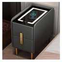 Nightstand Bedside Smart Nightstand with 2 Drawers Bedside Table with Wireless Charging Bedside Cabinet for Bedroom Living Room End Side Table Safe and Stable (35CM, Grey)