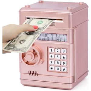 Refasy Piggy Bank Cash Coin Can ATM Bank Electronic Coin Money Bank for Kids Age 3-12, Money Savings Box Mini ATM Coin Bank Toys Gifts for 3 4 5 6 7 8 9 10 11 12 Year Old Boys Girls