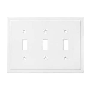 Henne Bery Modern Edge Decorative Wall Plate Switch Plate Outlet Cover, Durable Solid Zinc Alloy (Triple Toggle, White)