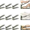 12 Pack Shoe Slots Organizer Adjustable Level Shoe Stacker Holder Storage Space Saving Sneakers Display Tray Rack for Closet (Green Transparent, 12Pack)