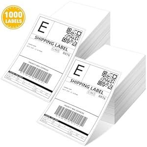 JTIEO Shipping Labels 4" x 6" Thermal Labels 1000 Fanfold Direct Thermal Label Printer Paper, Perforated White with Permanent Adhesive, Compatible with Most Thermal Printers.