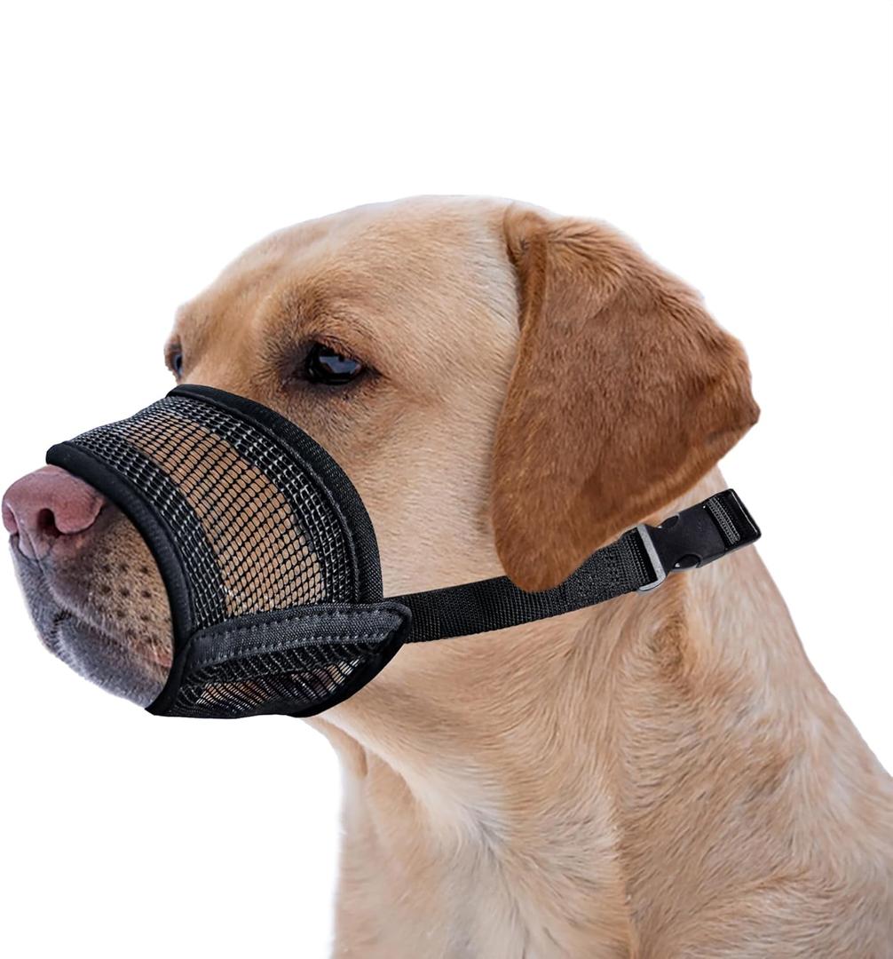 Extra Large Dog Muzzle - Air Mesh Big Dog Muzzle | Suitable for Small, Medium Large and X-Large Dogs | Stop Biting, Barking and Chewing Best for Aggressive Dogs | No Bark Muzzle
