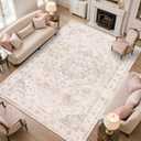 Garvee Pink Girls Bedroom 6x9 Area Rugs for Living Room, Boho Vintage Non-Slip Washable Low-Pile Stain Resistant Soft Carpet for Bedroom Home Office Nursery Kitchen Room Decor