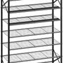 UNITSTAGE 8-Tier Tall Shoe Rack Organizer Shoe Storage for Entryway 24 Pairs Metal Shoe Rack for Closet Heavy-Duty Shoe Rack with Wooden Top Shelf for Garage Black