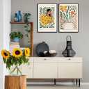 Kyiyhzp 2pcs Boho Floral Canvas Wall Art Black Girl Flowers Wall Decor Pictures Abstract Plant Prints Painting for gallery living room bedroom Wall Decoration 12x16in Poster