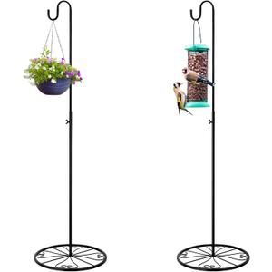 Blulu 2 Pack Adjustable Black Iron Shepherds Hook 34"-55" Shepherds Hook Metal Hummingbird Feeder for Wedding Event and Home Decor Garden Outdoor Plants Lantern Mason Jar Wind Chimes Wedding