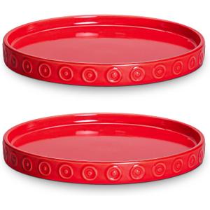 Eightpot 2 Pack Plant Plates to Catch Water, Plant Trays for Pots Indoor Outdoors, 7.5 Inch Plants Water Catcher Tray, Round Flower Pot Saucers, Modern Decorative Dishes to Catch Water, Red