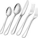 Briout Matte Black Silverware Set, Stainless Steel Cutlery Set Service for 4, Black Flatware Utensil Set Include Fork Knife Spoon for Kitchen Home Restaurant, Premium Tableware (Silver)