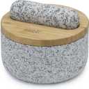 Joseph Joseph Dash Pestle & Mortar Granite Set with Bamboo Lid, Heavy Duty - Grey