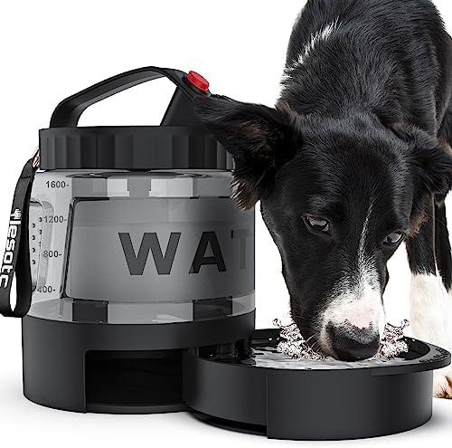 lesotc Portable Dog Water Bottle, 56oz Large Travel Water Bowl Dispenser for Dogs Camping Beach Walking Essentials, Big Pet Bottles Hiking Traveling Park Car Trips Accessories for On The Go, BPA Free