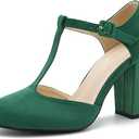 Women's T-Strap Block Chunky Heel Mary Jane Pumps Cut Out Wedding Dress Shoes
 10