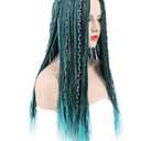 karlery Women Long Braid Blue and Black Mixed Wig Halloween Cosplay Wig Anime Costume Party Wig