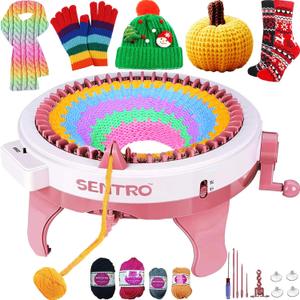 SENTRO Knitting Machine 48 Needles Knitting Machine with Row Counter, Smart Automatic Knitting Loom Machine for Adults and Beginner, Circular Knitting Crochet Machine Kit for Hat, Scarf, Glove, Sweater