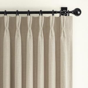 PleatedDrapes Room Darkening Natural Linen 84 Inch Curtains for Living Room, Modern Pinch Pleat Warm Beige Blackout 2 Layer Viral Curtain Thermal Sound Dampening Window Drape 84 Inches Length 2 Panels