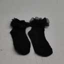 Women's Ruffle Socks - Mid-Calf, Lace Ruffle Frilly Comfortable Cotton Princess Socks (Large, 1 Pair Black)