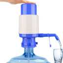 Manual Water Bottle Pump, Easy Drinking Water Pump, Easy Portable Manual Hand Press Dispenser Water Pump for Universal 2-5 Gallon Bottle Coolers (White/Blue)