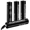 amptorrent USB Rechargeable AAA Lithium Batteries, 1 Hour Charge Time, Recharge Over 1000 Times, 600 mAh, 4-in-1 USB-A to USB-C Charging Cable, 4 Pack
