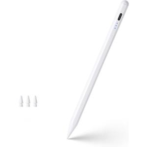 Pencil for Apple, Stylus Pen for iPad A16 11th/10th/9/8/7/6 Generation, iPad Pro M4 13"/11"/12.9", iPad Air M3/M2/5/4/3 Gen, iPad mini A17 Pro 7/6/5, Palm Rejection & Tilt Sensitivity (White)
