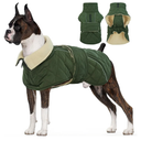Dog Winter Coat Waterproof Dog Snow Jacket, Warm Fleece Lined Pet Turtleneck Snowsuit Puppy Cold Weather Coats with Harness Hole, Adjustable Winter Vest for Medium Large Dogs, Green, L