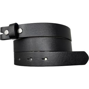 BC Belts Womens Thin Leather Belt Strap with Smooth Grain Finish 1" Wide with Snaps (X-Large (38-40), Black)