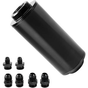 BARTOO Universal 50MM 100 Micron Inline Fuel Filter with 6AN 8AN 10AN Adapter For Filtering Gasoline, Diesel, E85-Black