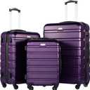 Coolife Luggage 3 Piece Set Suitcase Spinner Hardshell Lightweight TSA Lock (purple, 20/24/28)