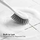 OVENTE 5pcs Scrub Brush Set with Wiper & Dustpan, Scrubbing Brushes for Household Use with Ergonomic Handle & Stiff Bristles Ideal for Cleaning Kitchen, Bathroom, Dishes, Tiles & Sink, White CTB018WGY