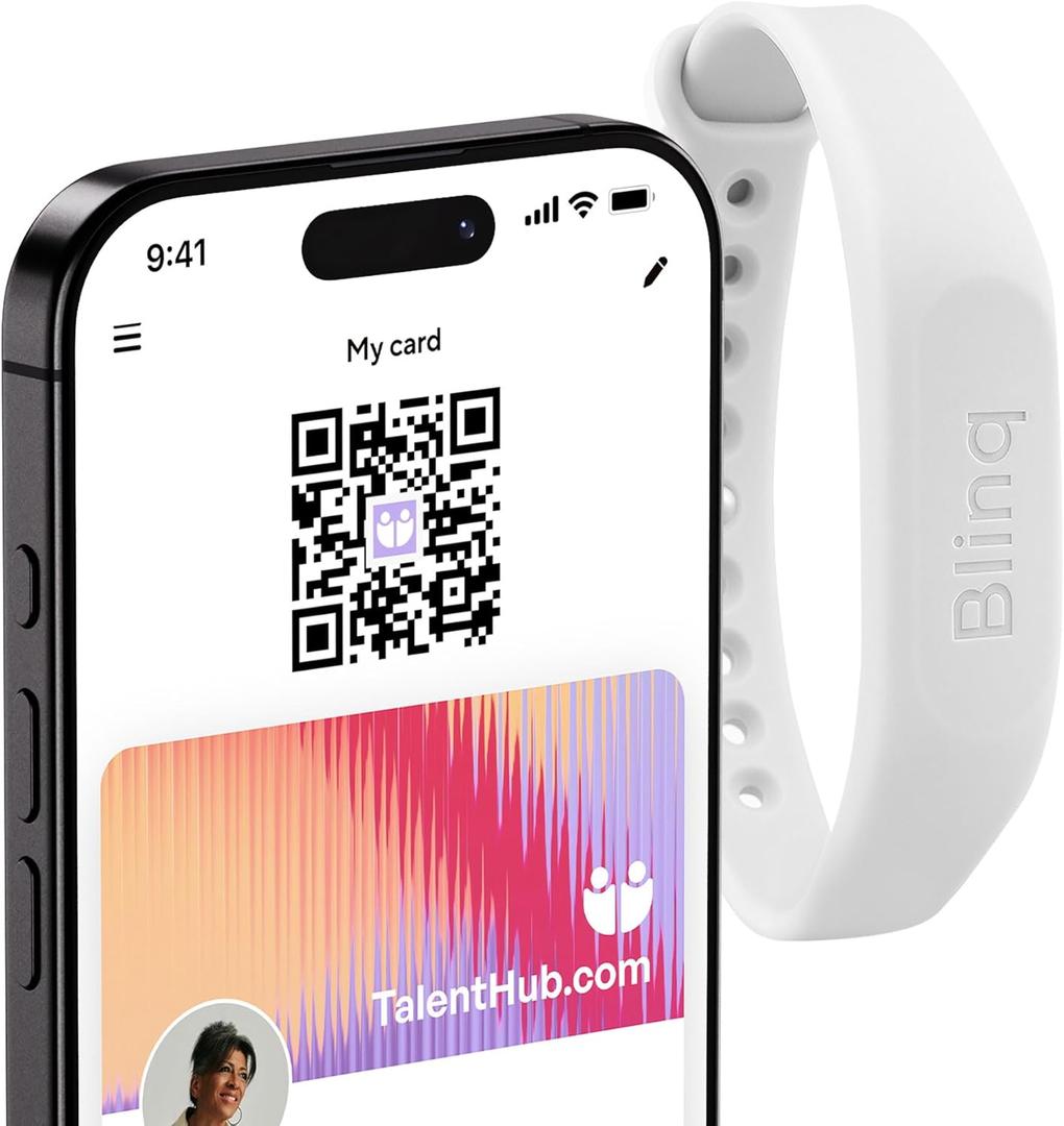 Blinq NFC Wristband - Digital Business Card - Instant Share via Tap - Compatible with iPhone & Android (White)