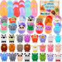 24 Pack Prefilled Easter Eggs with Animal Pop Toys, Filled Easter Eggs for Egg Hunt, Easter Basket Stuffers for Kids,Easter Party Favors Prizes, Prefilled Easter Eggs with Toys