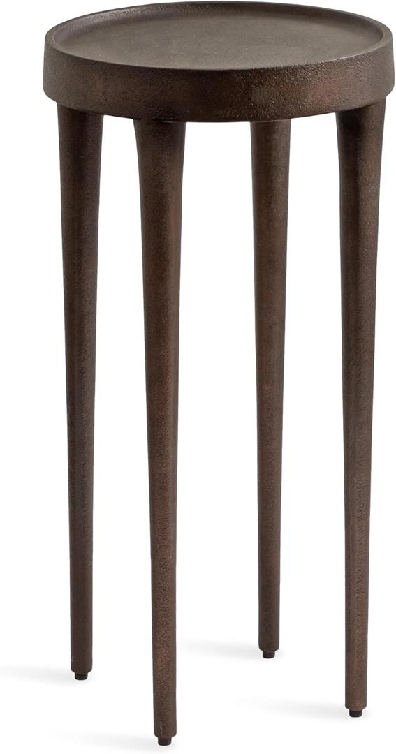 Kate and Laurel Rava Modern Metal Round Drink Table, 10 x 10 x 21, Bronze, Cast Aluminum Accent Table for Use as Indoor Plant Stand or Living Room Decor Piece
