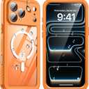 ANTSHARE for iPhone 17 Pro Max Case, Compatible with Magsafe, IP68 Waterproof Case, [Built-in Screen Protector] - 12 FT Military Dropproof - Full Body Heavy Duty Rugged Phone Cover - Orange/Clear