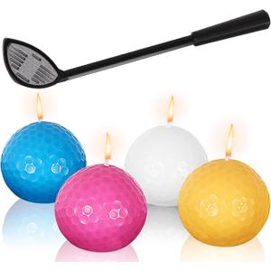 5 Pcs Golf Birthday Party Decorations, Golf Ball Birthday Candles for Cake - Funny Round Candles, Cake Decorating, Happy Birthday Decorations (4PC Candles, 1 Golf Club)