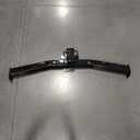 Heavy-duty black powder-coated steel trailer hitch receiver featuring a welded square cross tube, integrated safety chain loops. Designed for towing trailers and supporting hitch-mounted accessories such as bike racks and cargo carriers. Durable corrosion-resistant finish with robust welded construction for long-lasting performance.