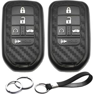 2 pcs Compatible with Honda Passport CR-V Accord Pilot Civic HR-V Insight Carbon Fiber Looks Key Fob Cover Case Key Chain Protector Keyless Remote Holder