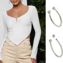 8Pcs Alloy Bikini Clips, Metal U Shape Ring Garment Clasps, Bra Hook Closure, Swimwear Front Clasp, Bra Clasp Replacement Part for Lingerie Sewing Bra Swimwear Buckle Making Garment Accessory (Sliver)