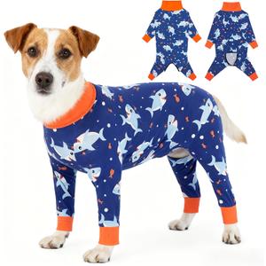 Dog Recovery Suit After Surgery Female Male, Dog Neuter Shirt Cone Alternatives Prevent Licking Surgical Onesies (Blue Shark, XL)