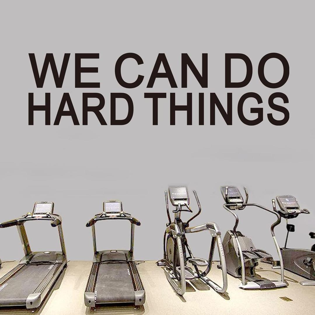 5 x AnFigure Gym Quotes Wall Decals: Inspirational Office Vinyl Art Wall Stickers for Garage Classroom School Workspaces - We Can Do Hard Things 35"X9.8" (Large)