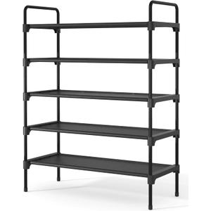 Kitsure Shoe Rack for Closet, Sturdy and Long-Lasting Shoe Shelf, Shoe Rack for Entryway, Personalized DIY Shoe Organizer, Shoe Rack Organizer for Space-Saving, 27.6" x 11.8" x 36.6", Black (27.6" Wide - 5 Tier)