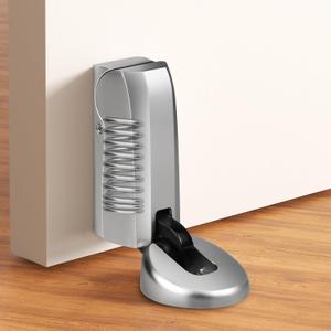 Mechanical Door Stoppers with Hydraulically WYGWP Windproof Heavy Duty Stop Holder Height Adjustable for Offices Home (Silver)