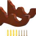 2 Pcs Wooden Curtain Rod Bracket Wood Large Double Bracket Drapery Curtain Rod Holders (Yellowish Brown)
