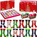 12Pairs Christmas Women Sock Advent Calendar 2025 Unisex Socks 24 Days Countdown Calendar Warm Cotton Crew Xmas Socks Party Gifts for Kids Adults Women Men Teens
