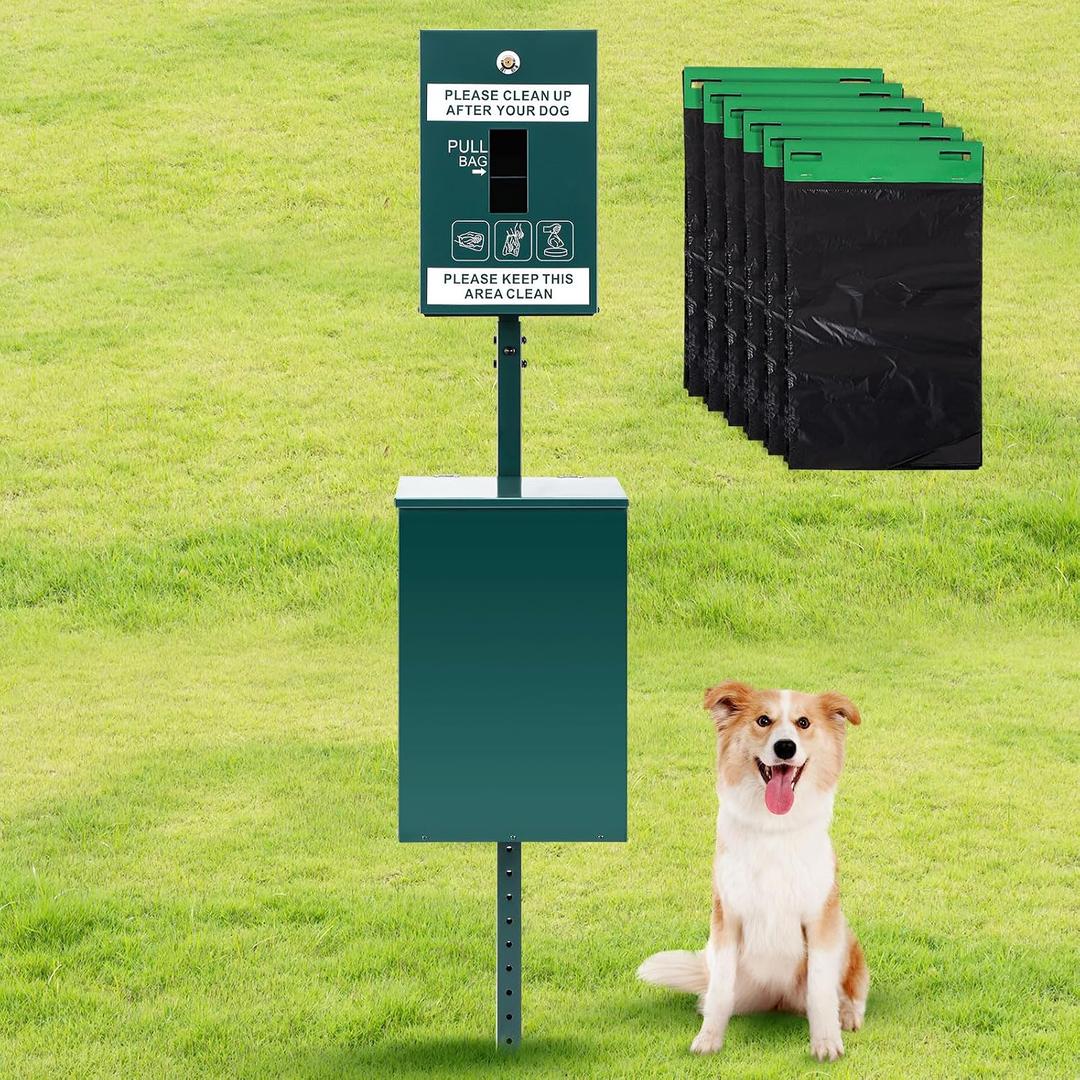 Blulu Dog Waste Station Outdoor, Dog Waste Trash Can for Backyard Park Yard